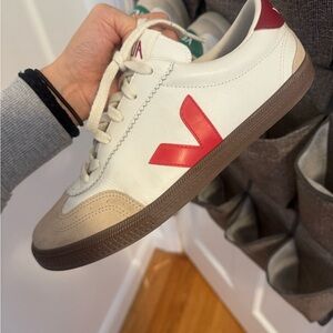 Veja Volley Men's White Sneakers with Red Accents and Tan